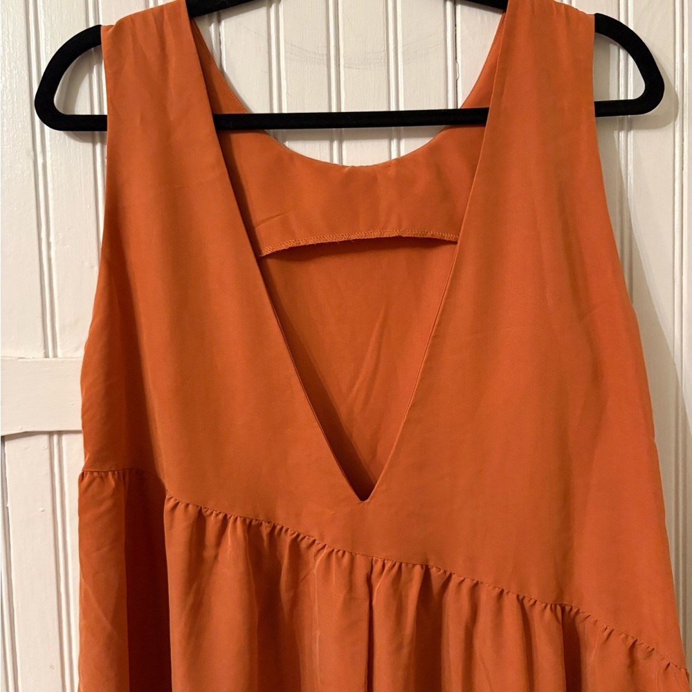 NWT ASOS Boho Minimalist Rust Orange Sleeveless Wide Leg Jumpsuit US 6 - Picture 5 of 8